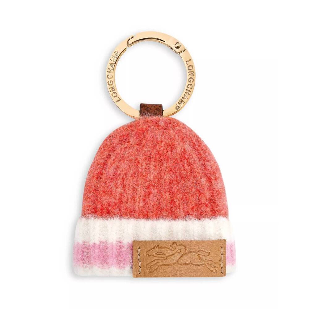 NEW LONGCHAMP women's cocoon beanie key chain in pink